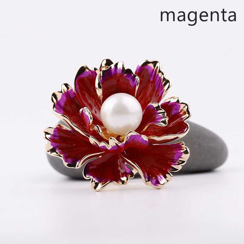 Boucle d’écharpe de fleur, perle de coquillage, bague d’écharpe plaquée or 18 carats/accessoires d’écharpe/Cadeau pour maman/elle