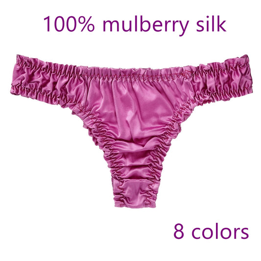 Bikini culotte/string en soie pour femmes, 8 couleurs