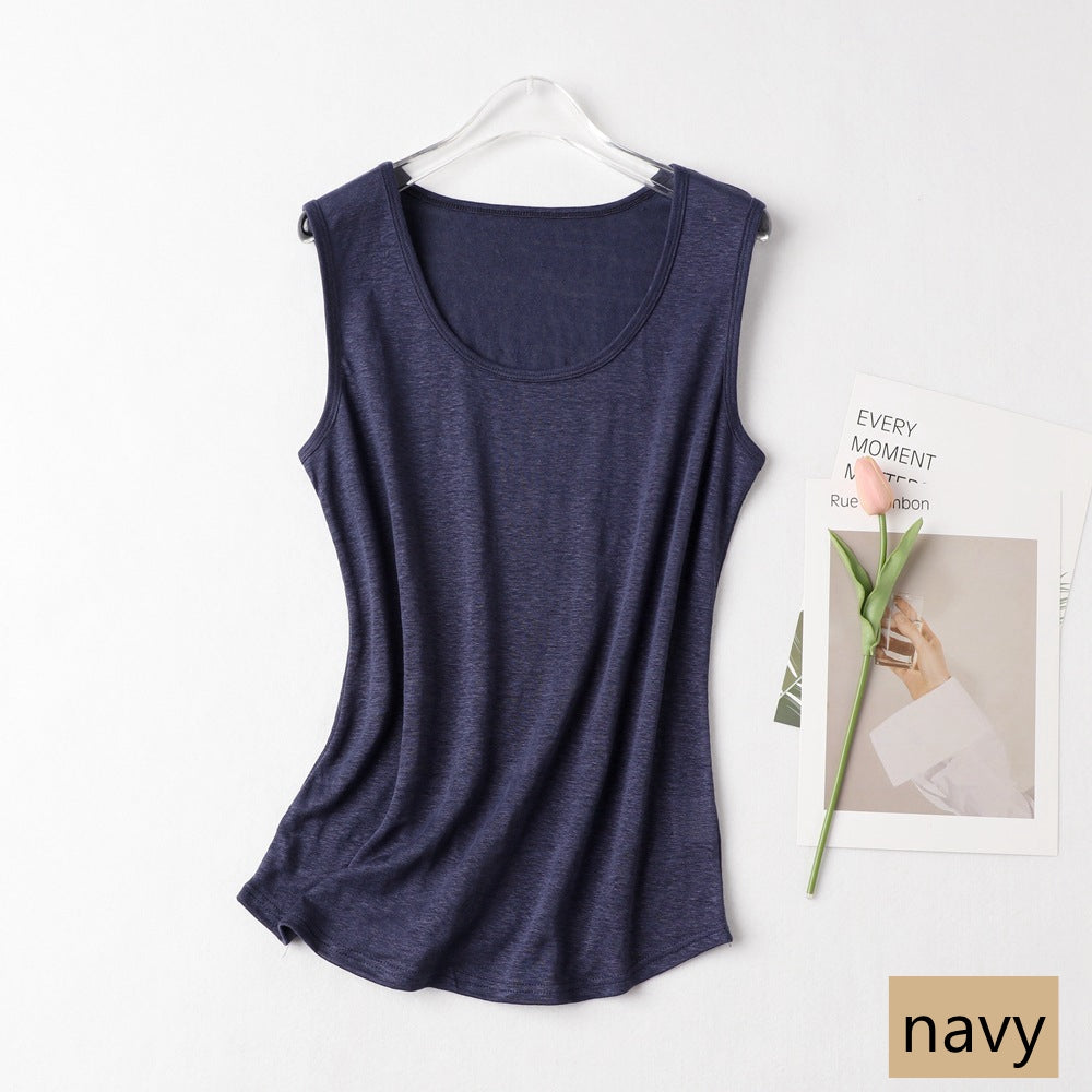 Women Silk Linen Tank Top, 7 Colors