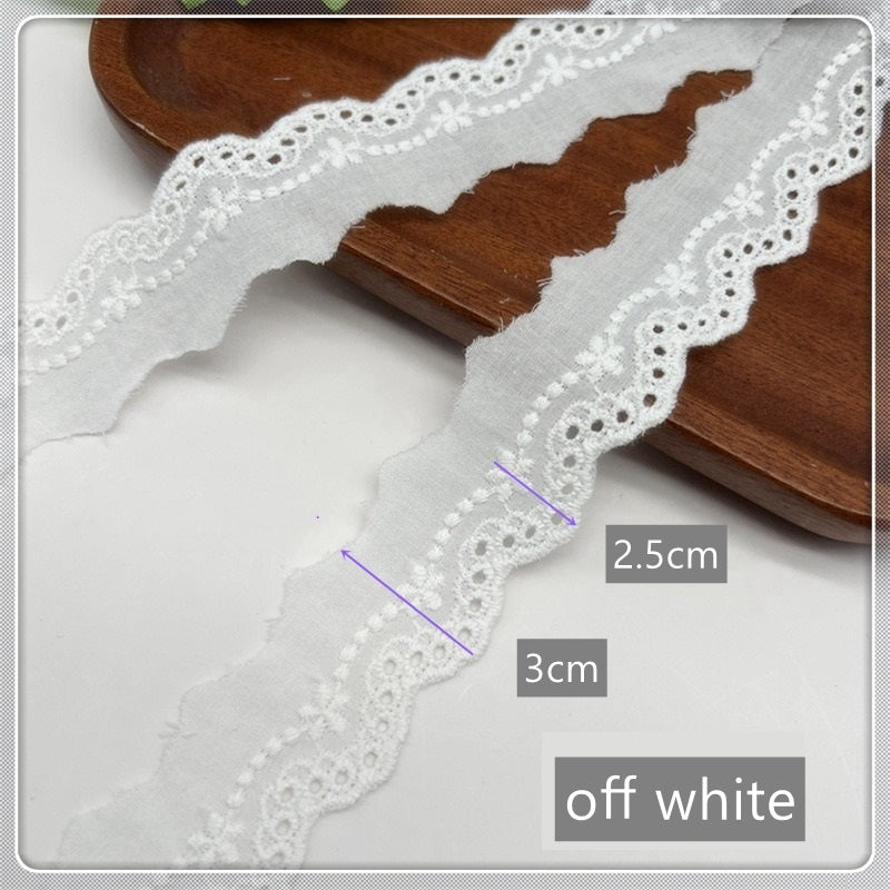 Cotton Lace Trim, Eyelet Embroidery Cotton Lace, DIY Lace Scrunchie