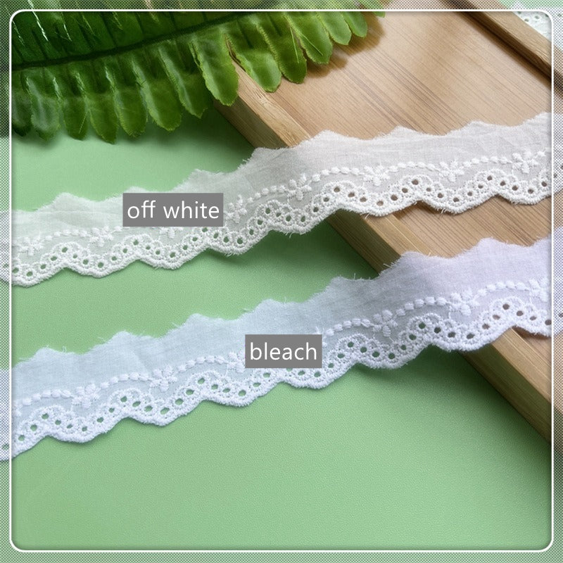 Cotton Lace Trim, Eyelet Embroidery Cotton Lace, DIY Lace Scrunchie