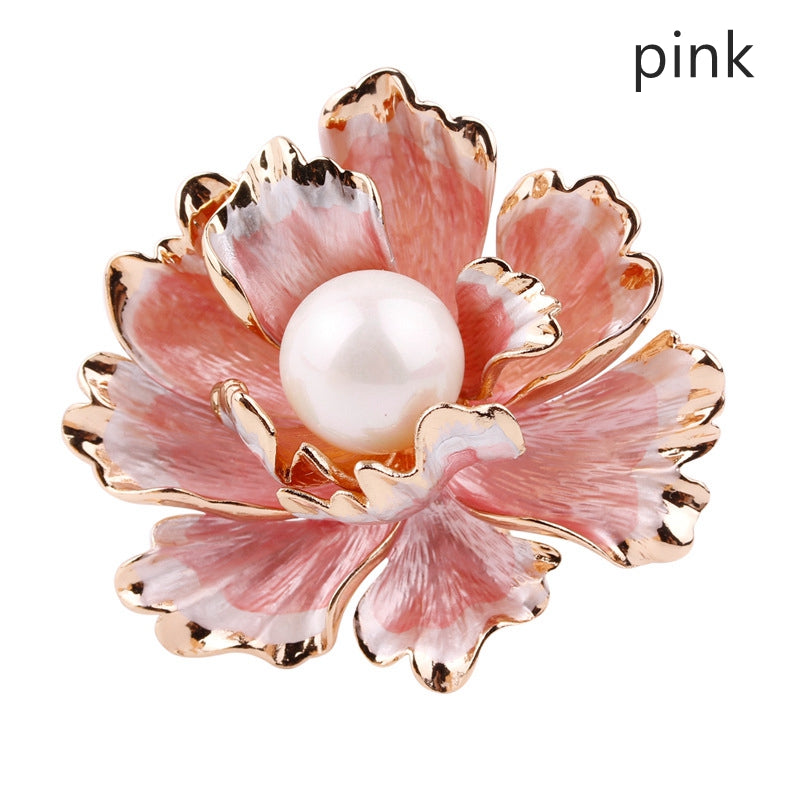 Boucle d’écharpe de fleur, perle de coquillage, bague d’écharpe plaquée or 18 carats/accessoires d’écharpe/Cadeau pour maman/elle