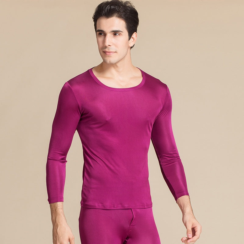 MEN Mulberry Silk Thermal Set/Leggings/Shirts, Round neck