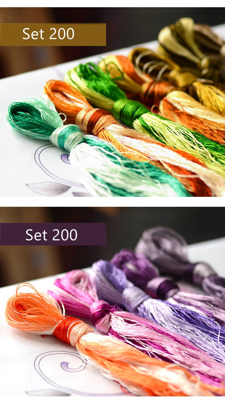 100% Mulberry Silk Embroidery Thread Skeins - Set50/100/200