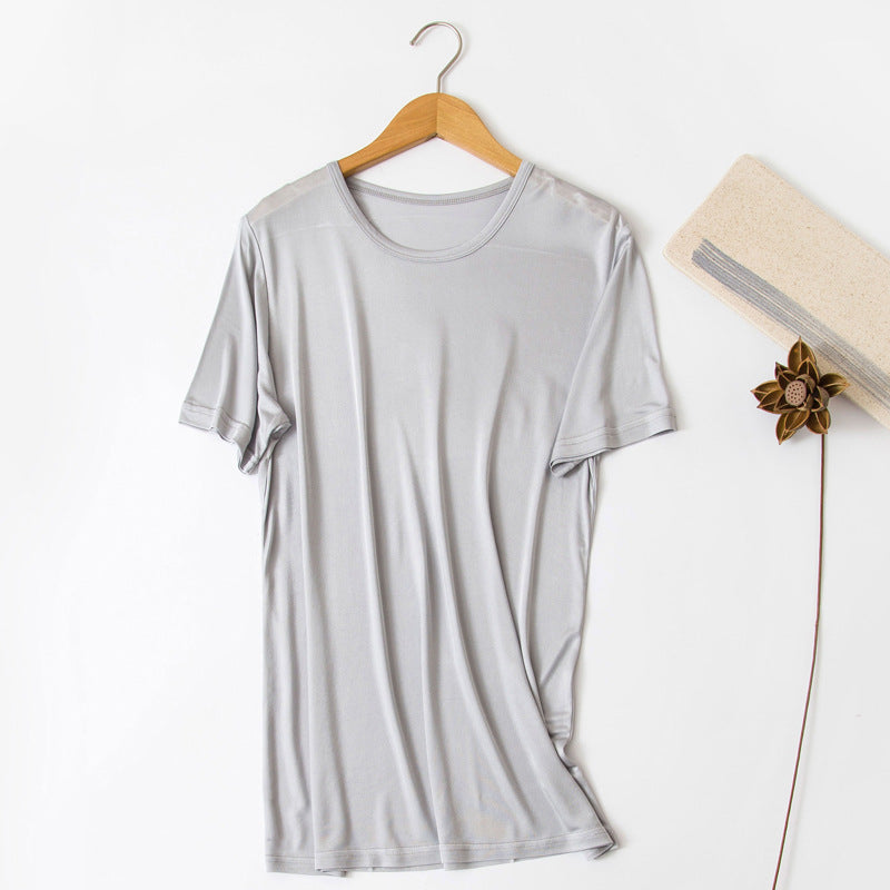 Men Mulberry Silk Crew T-shirt - Awulook