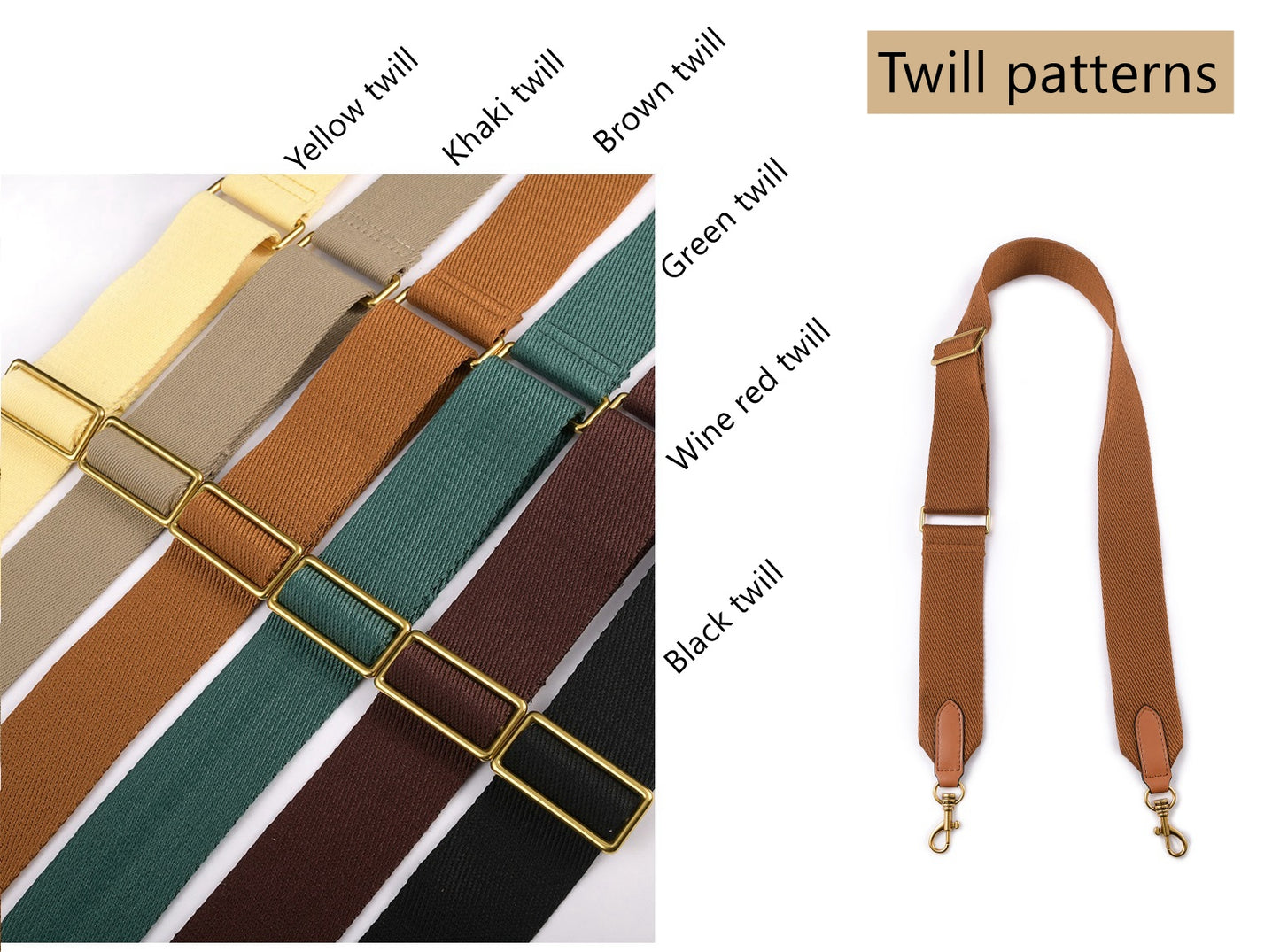 Adjustable 2"/50mm Canvas leather bag strap - Awulook