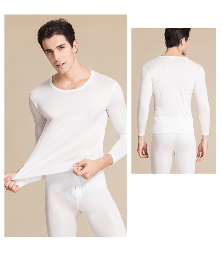 MEN Mulberry Silk Thermal Set/Leggings/Shirts, Round neck