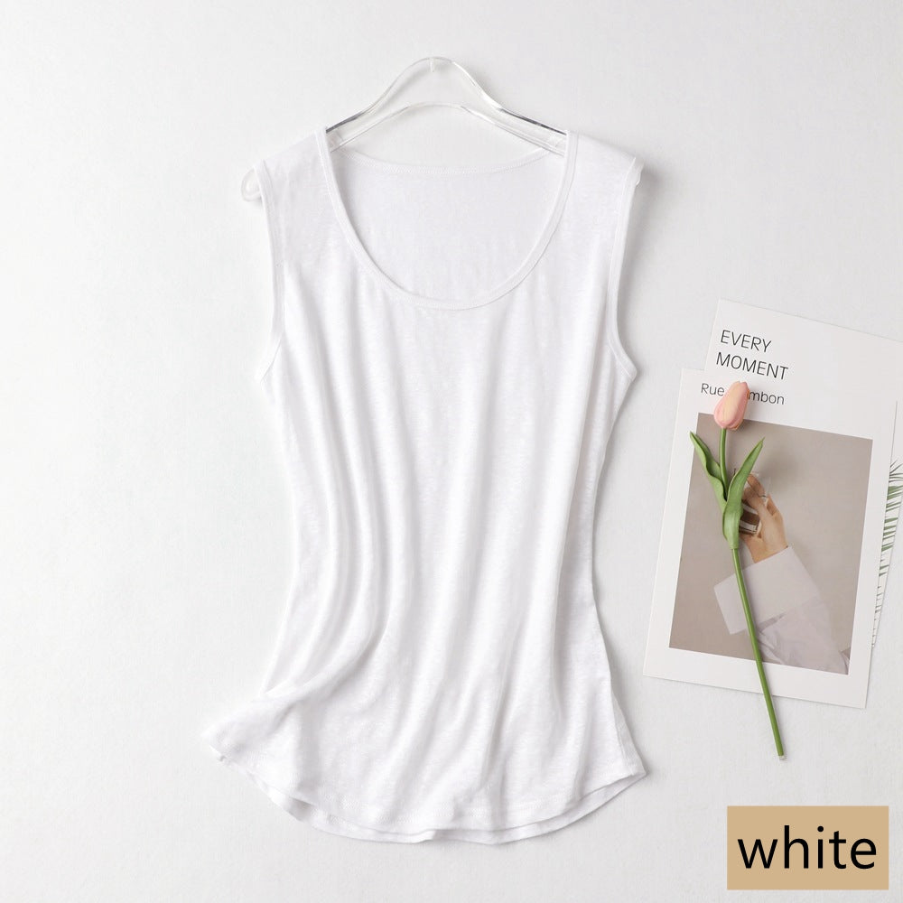 Women Silk Linen Tank Top, 7 Colors