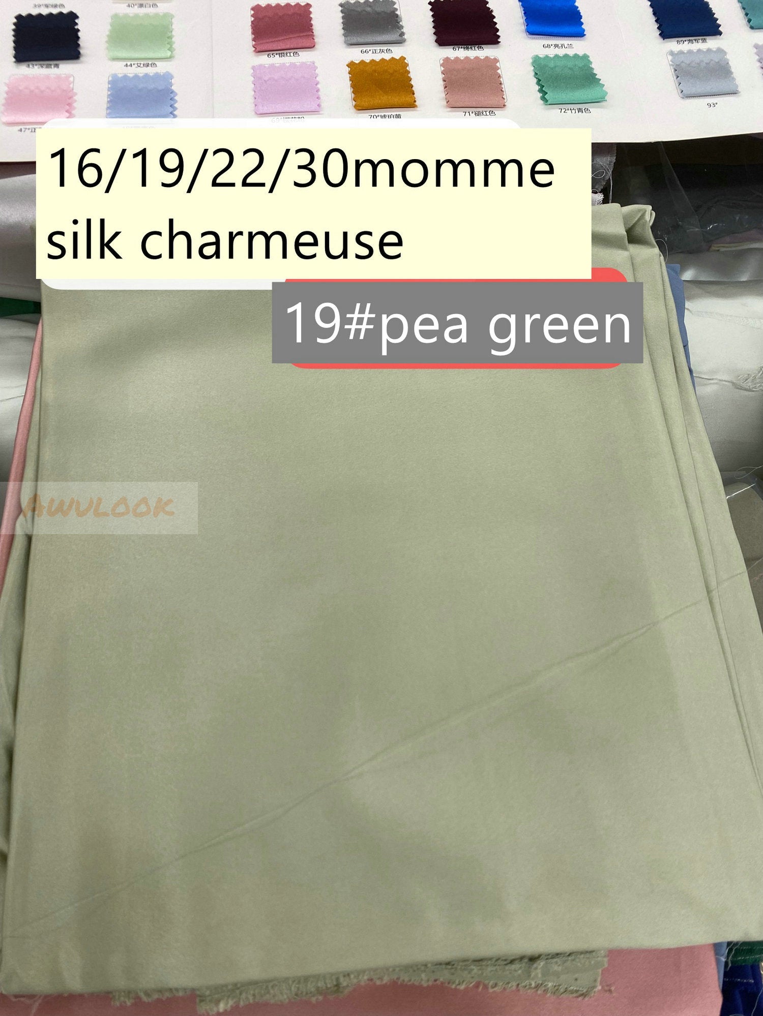 16/19/22/30Momme Silk Charmeuse Fabric, 96 Solid Colors, Width 114cm/45" - Awulook