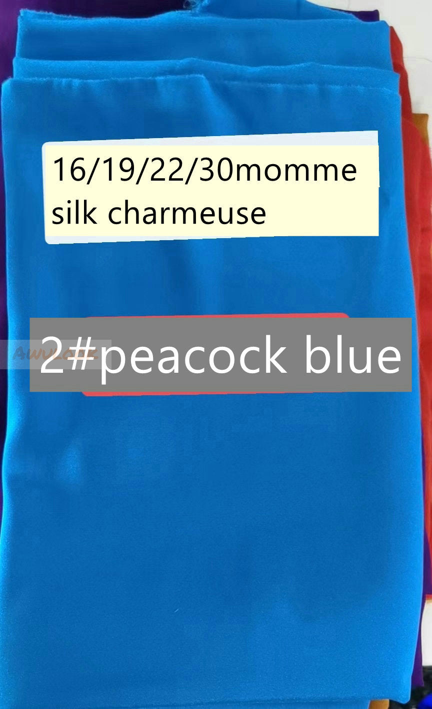 16/19/22/30Momme Silk Charmeuse Fabric, 96 Solid Colors, Width 114cm/45" - Awulook