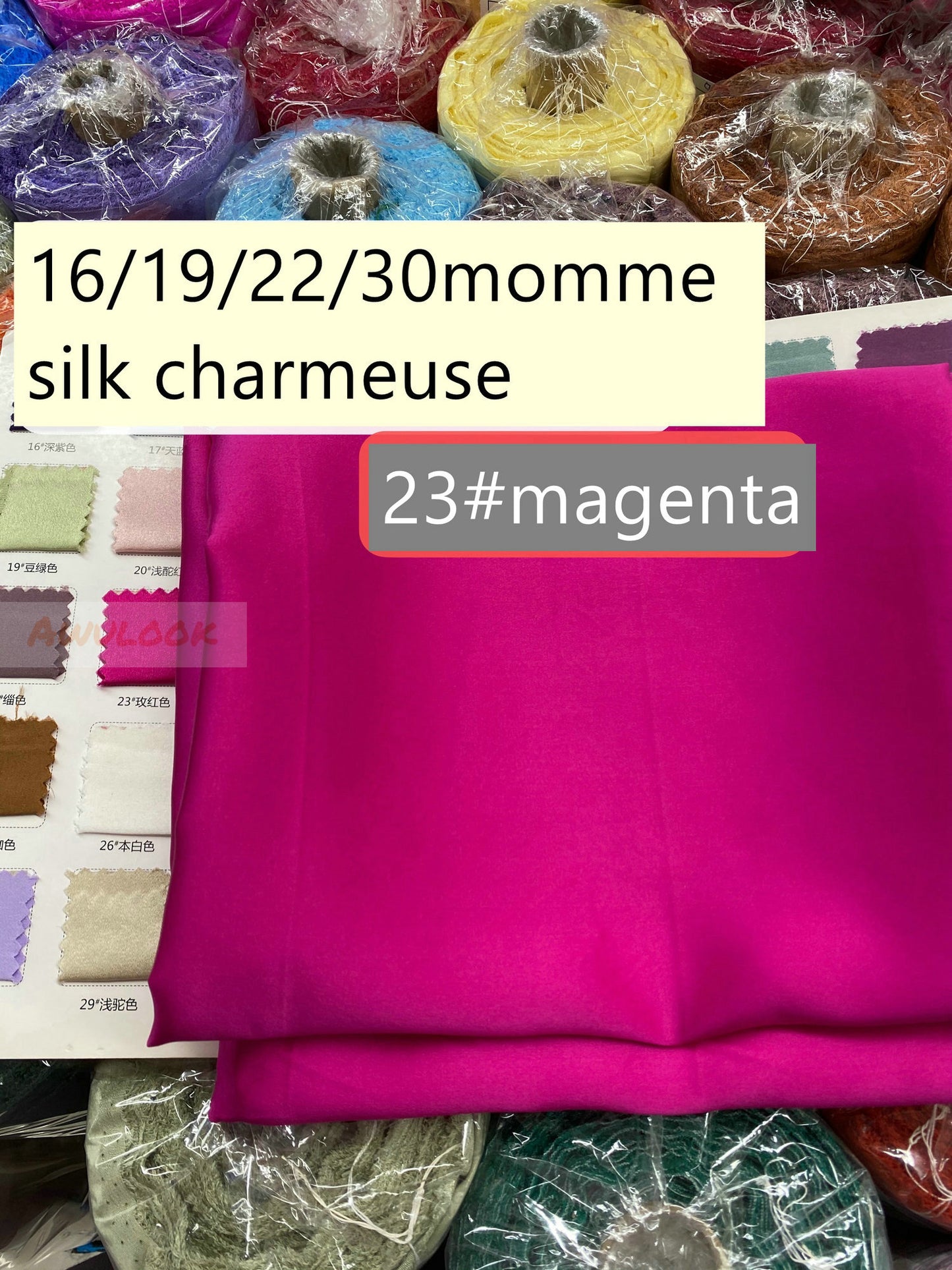 16/19/22/30Momme Silk Charmeuse Fabric, 96 Solid Colors, Width 114cm/45" - Awulook