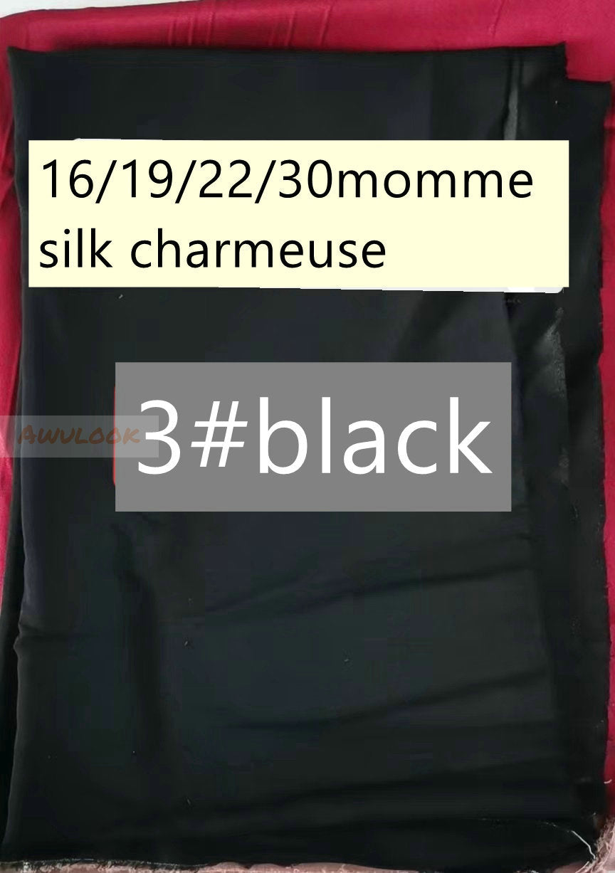 16/19/22/30Momme Silk Charmeuse Fabric, 96 Solid Colors, Width 114cm/45" - Awulook