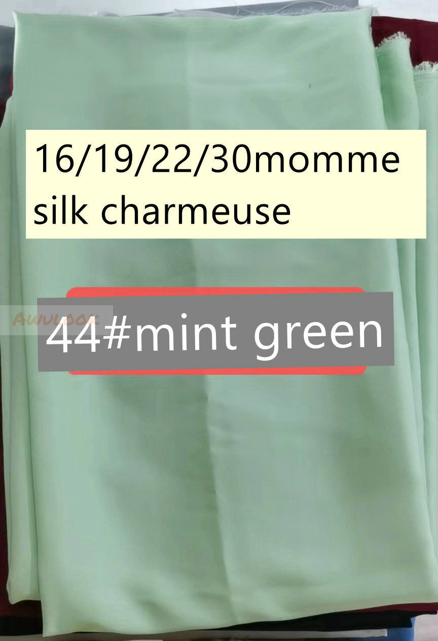 16/19/22/30Momme Silk Charmeuse Fabric, 96 Solid Colors, Width 114cm/45" - Awulook