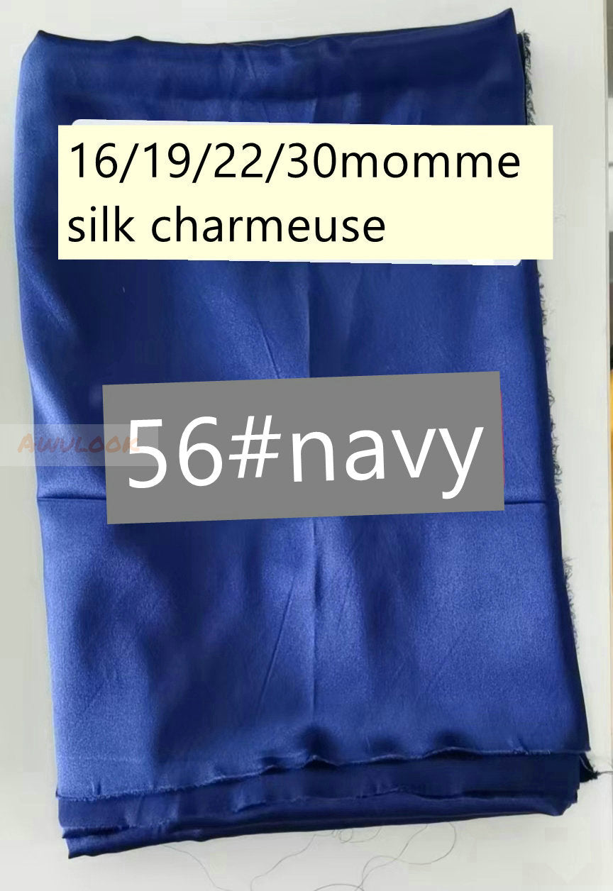 16/19/22/30Momme Silk Charmeuse Fabric, 96 Solid Colors, Width 114cm/45" - Awulook