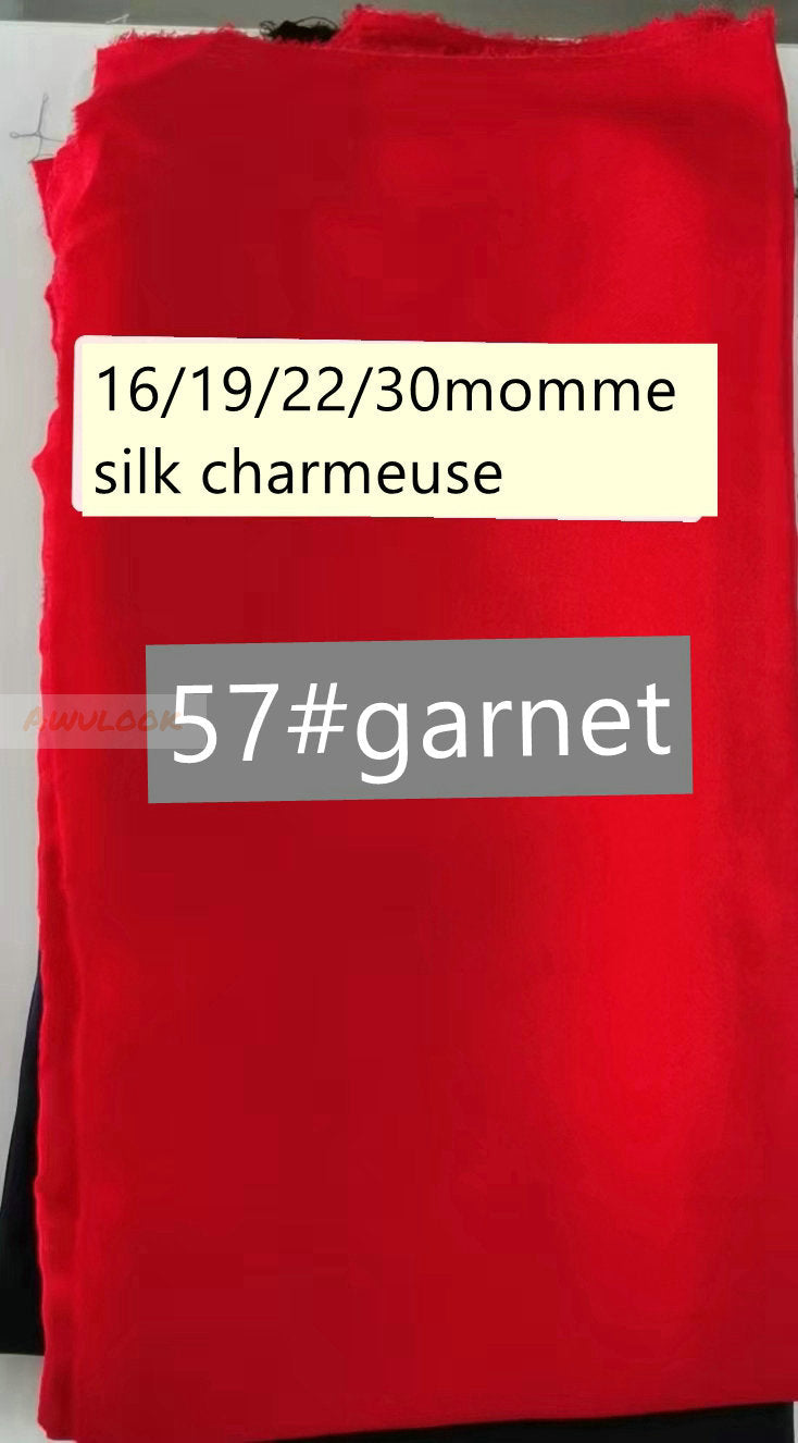 16/19/22/30Momme Silk Charmeuse Fabric, 96 Solid Colors, Width 114cm/45" - Awulook