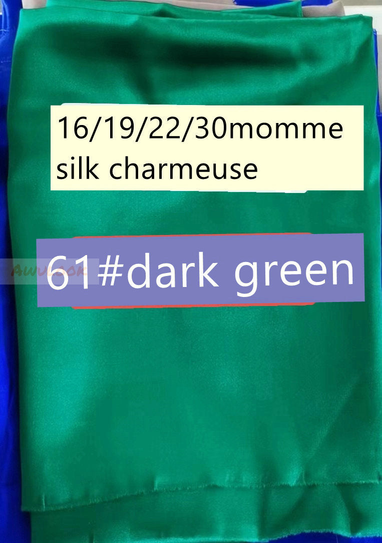 16/19/22/30Momme Silk Charmeuse Fabric, 96 Solid Colors, Width 114cm/45" - Awulook