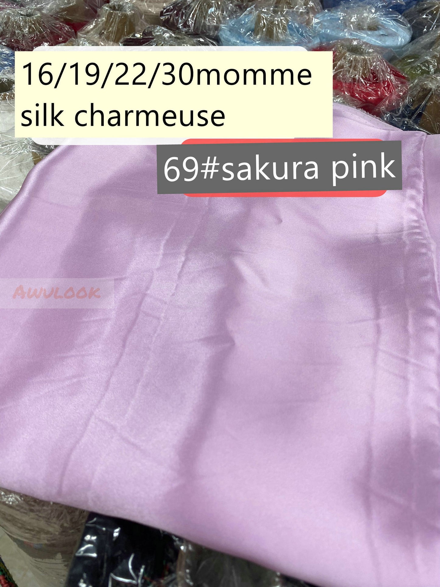 16/19/22/30Momme Silk Charmeuse Fabric, 96 Solid Colors, Width 114cm/45" - Awulook