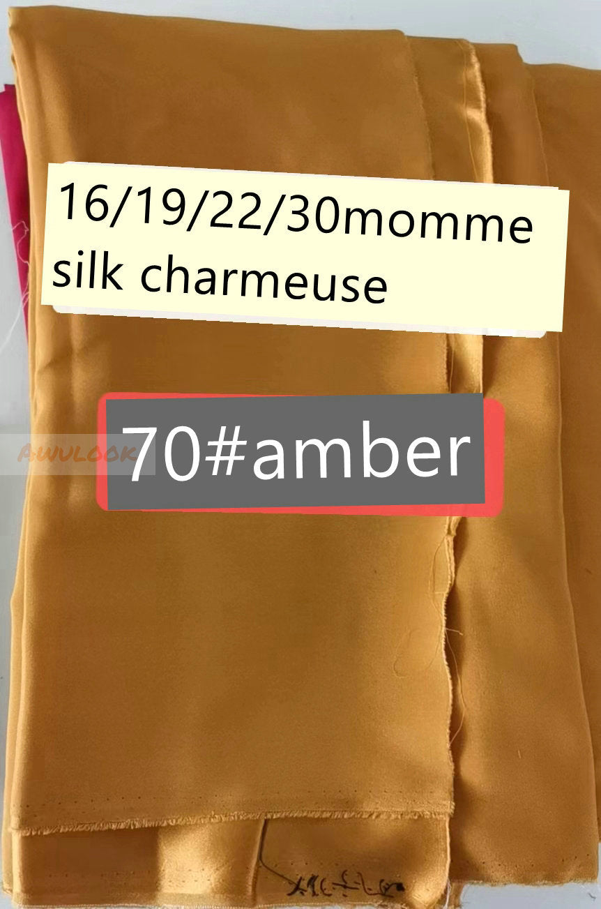 16/19/22/30Momme Silk Charmeuse Fabric, 96 Solid Colors, Width 114cm/45" - Awulook