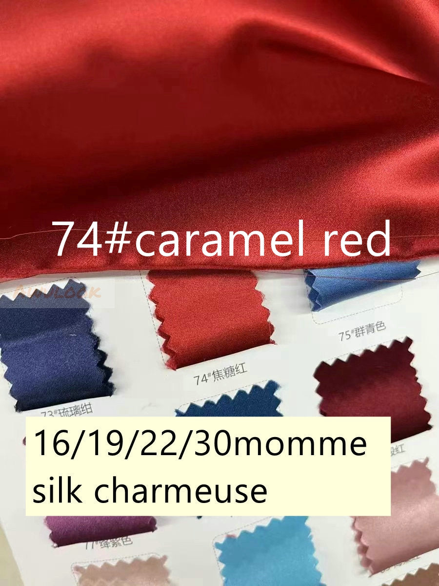 16/19/22/30Momme Silk Charmeuse Fabric, 96 Solid Colors, Width 114cm/45" - Awulook