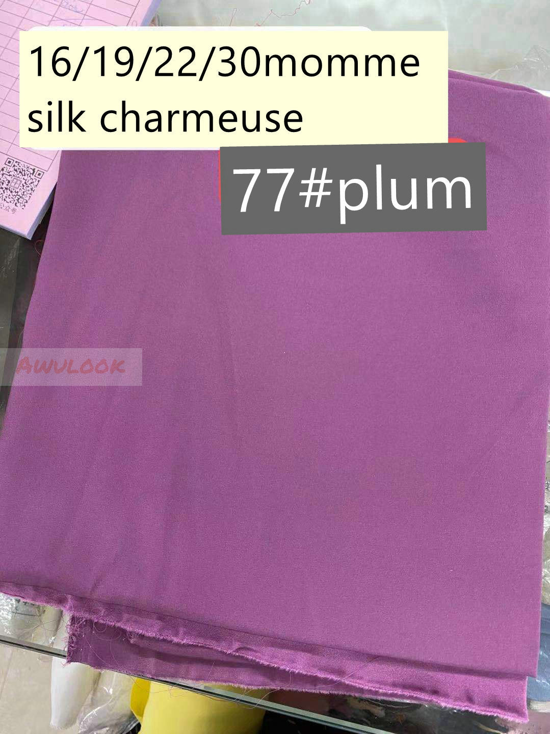 16/19/22/30Momme Silk Charmeuse Fabric, 96 Solid Colors, Width 114cm/45" - Awulook