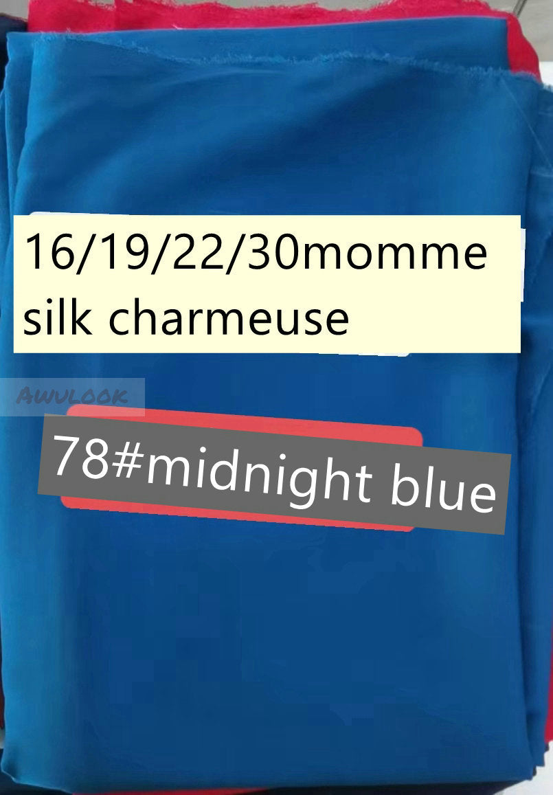 16/19/22/30Momme Silk Charmeuse Fabric, 96 Solid Colors, Width 114cm/45" - Awulook