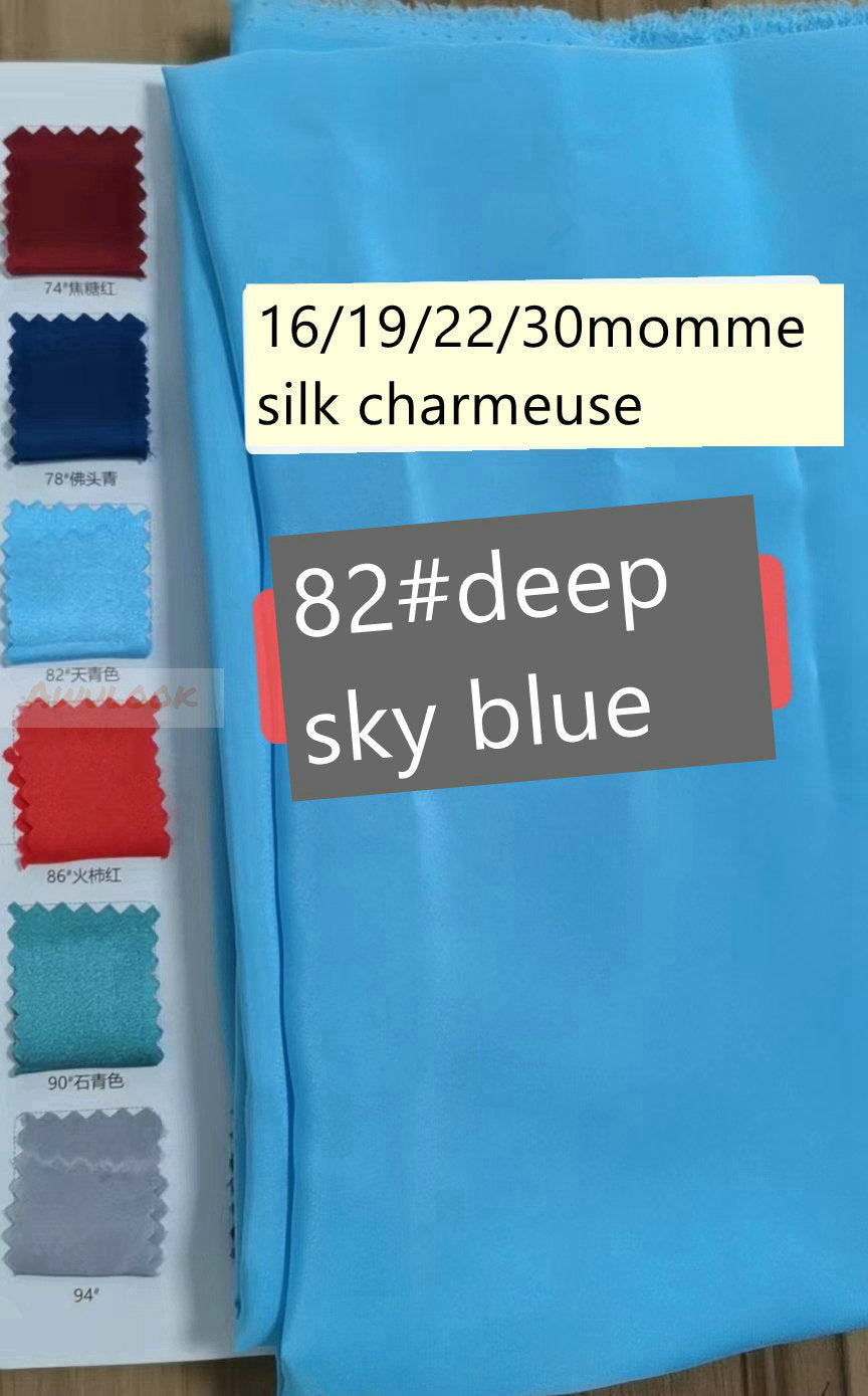 16/19/22/30Momme Silk Charmeuse Fabric, 96 Solid Colors, Width 114cm/45" - Awulook