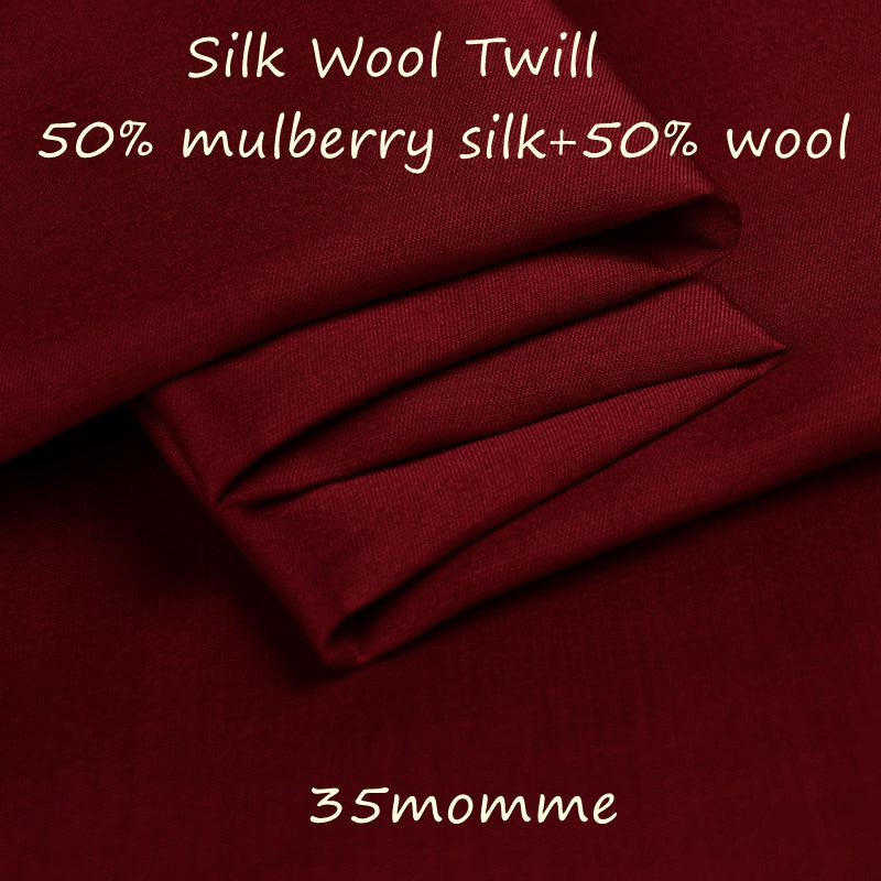 35Momme Silk Wool Twill Fabric, width 140cm/55" - Awulook