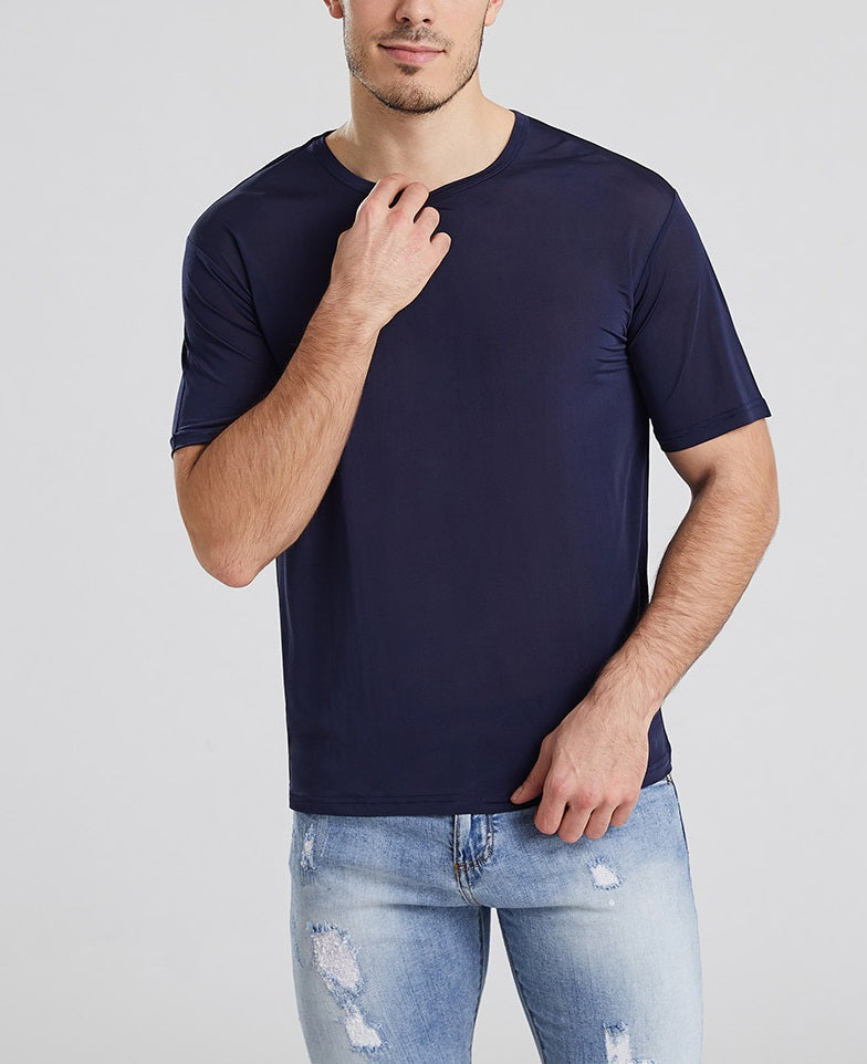 Men Mulberry Silk Crew T-shirt, 100% silk - Awulook