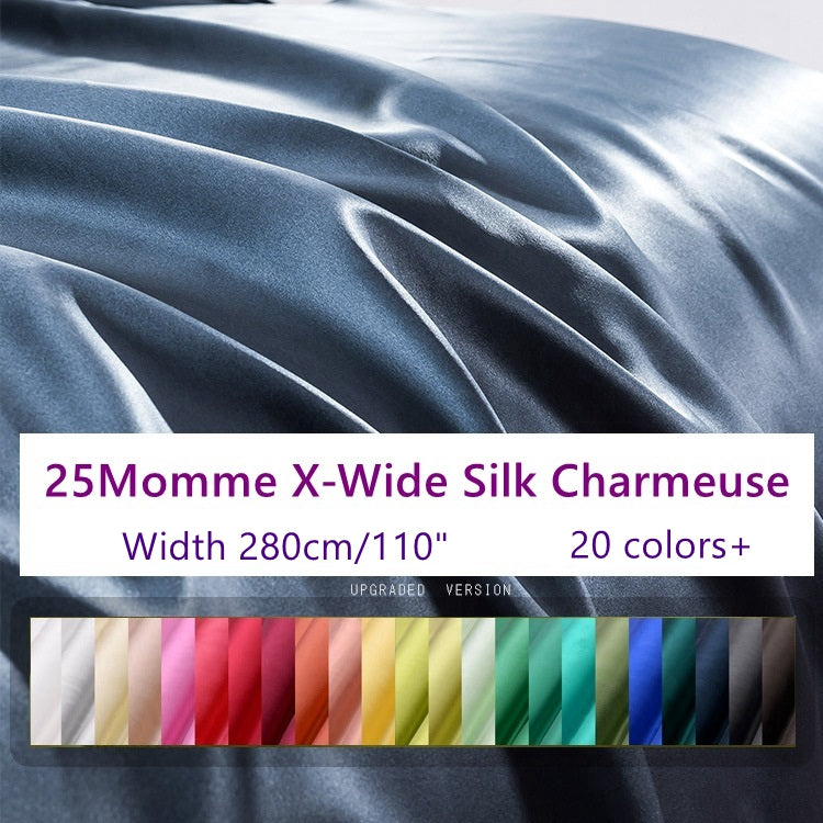 25Momme 100% Mulberry Silk Fabric, 280cm/110" Width - Awulook