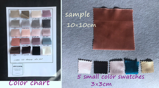 Mulberry silk fabric Sample/ Color Swatches/ Color Chart - Awulook