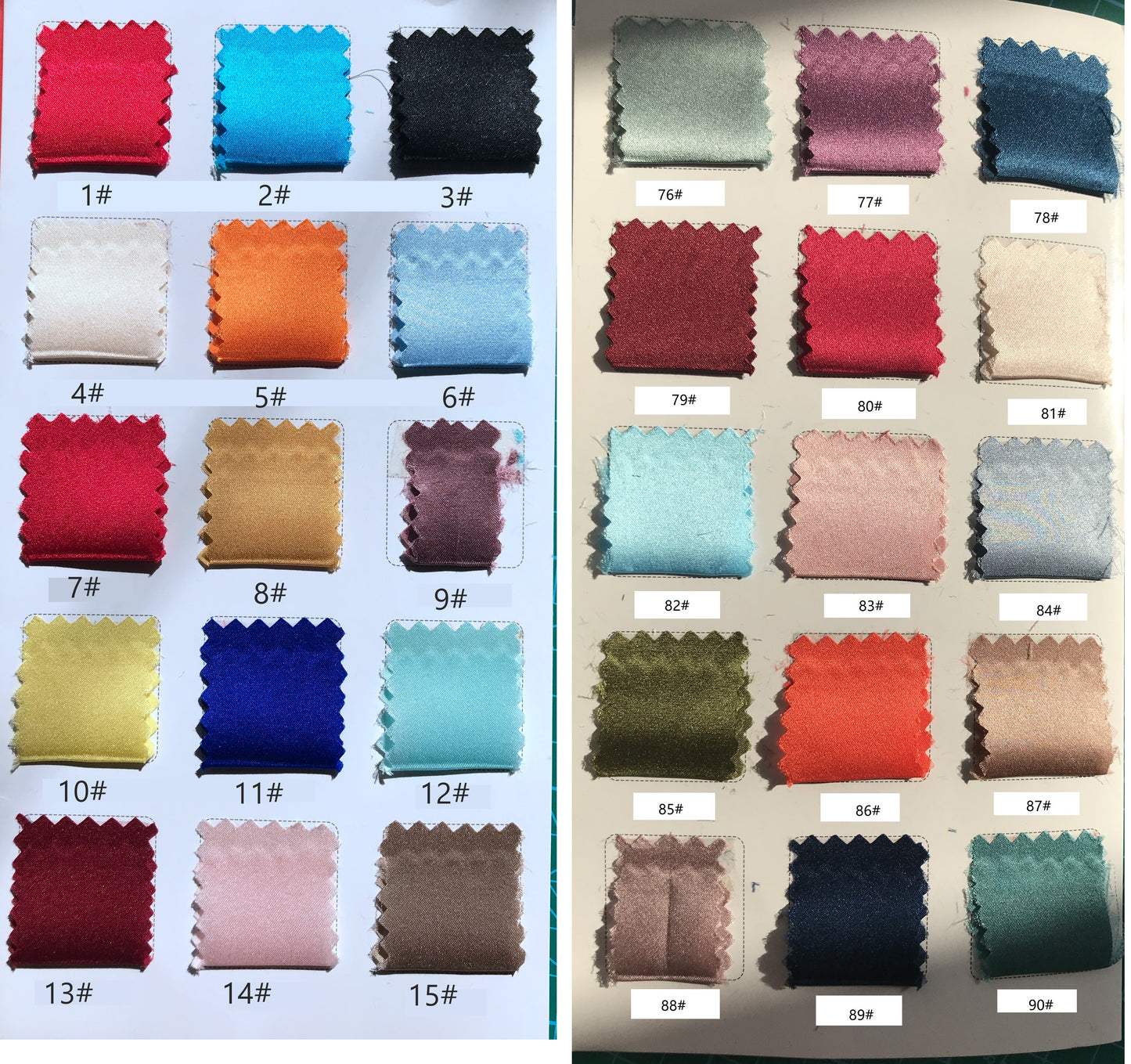 Mulberry silk fabric Sample/ Color Swatches/ Color Chart - Awulook