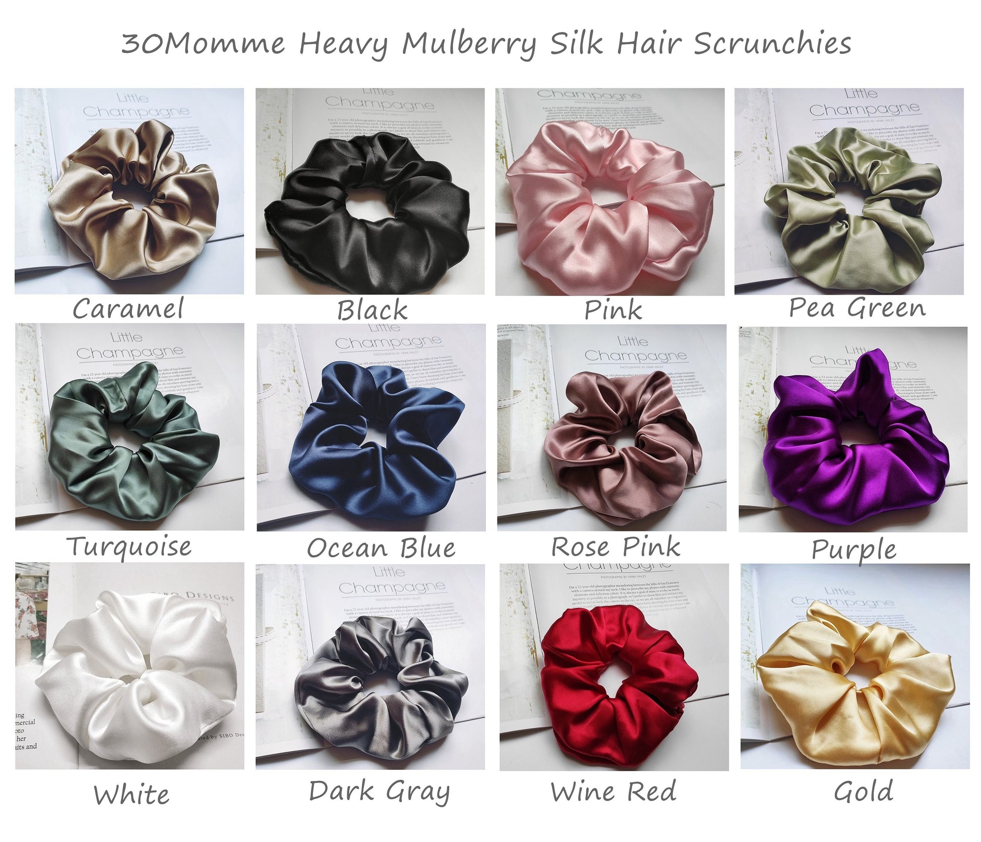 30Momme 100% Silk Scrunchies - Awulook