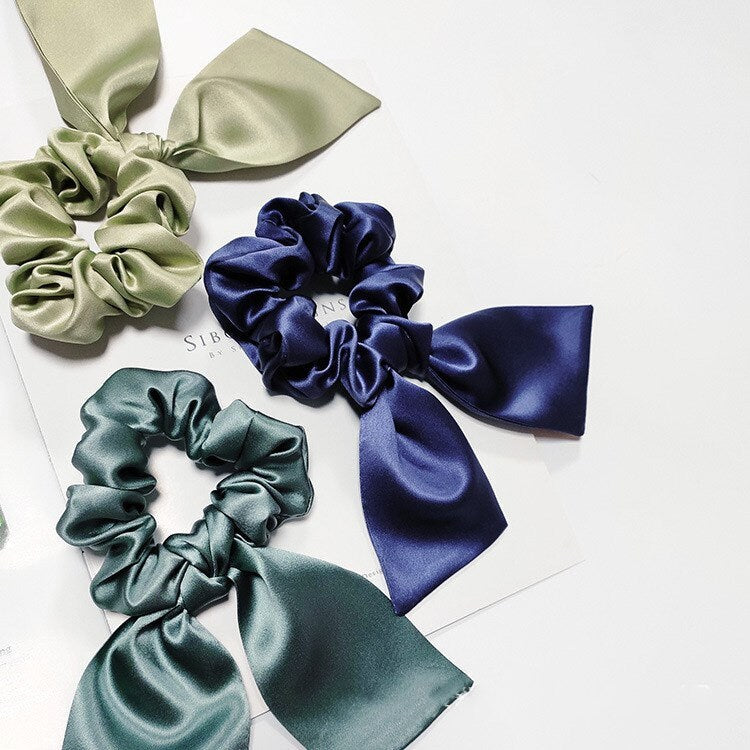 30Momme 100% Silk Hair Scrunchy with Bow - Awulook