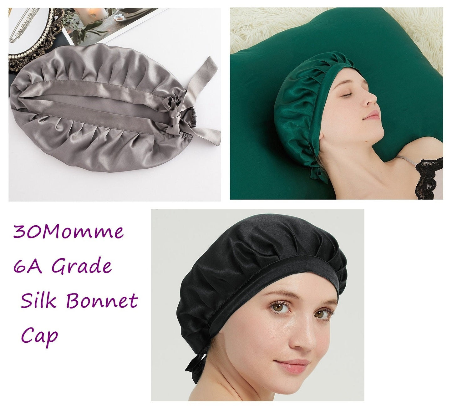 30Momme Adjustable Silk Night Hat - Awulook