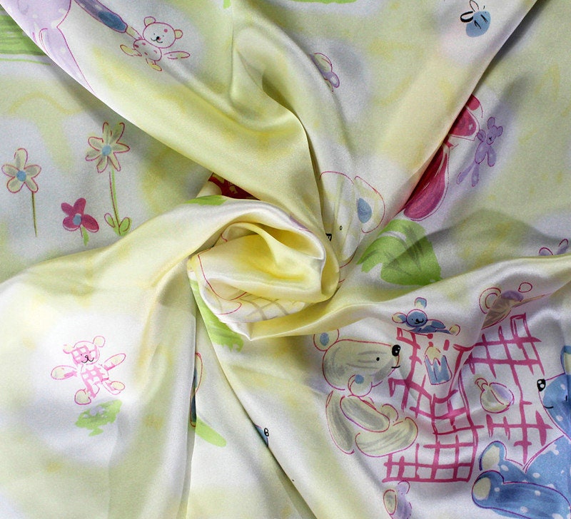 Cherry Printed Silk Charmeuse Fabric
