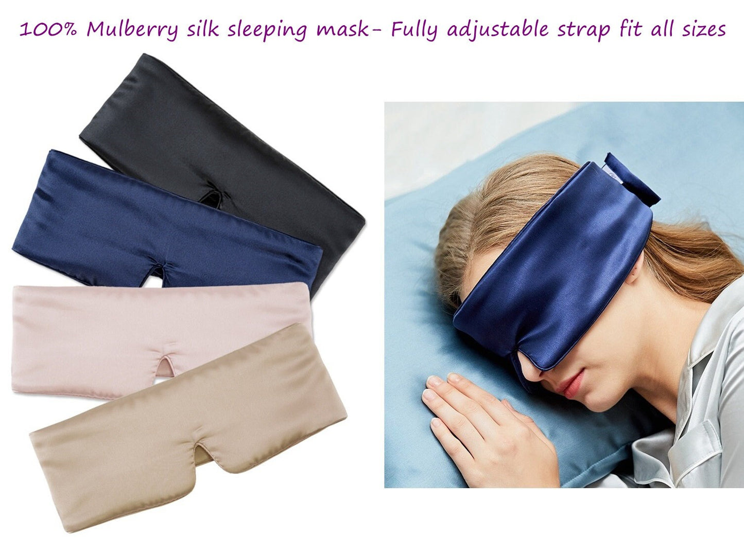 Fully Adjustable Silk Eye Masks