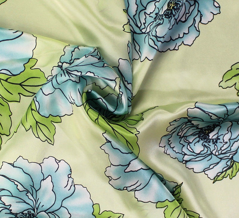 Peony Flower Printed Silk Charmeuse - Awulook