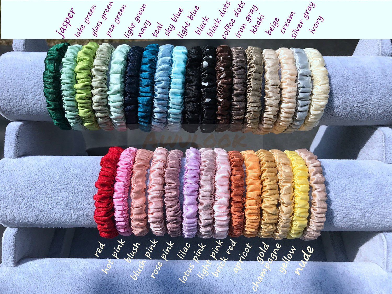 100% Mulberry Silk Scrunchies , 30 colors - Awulook