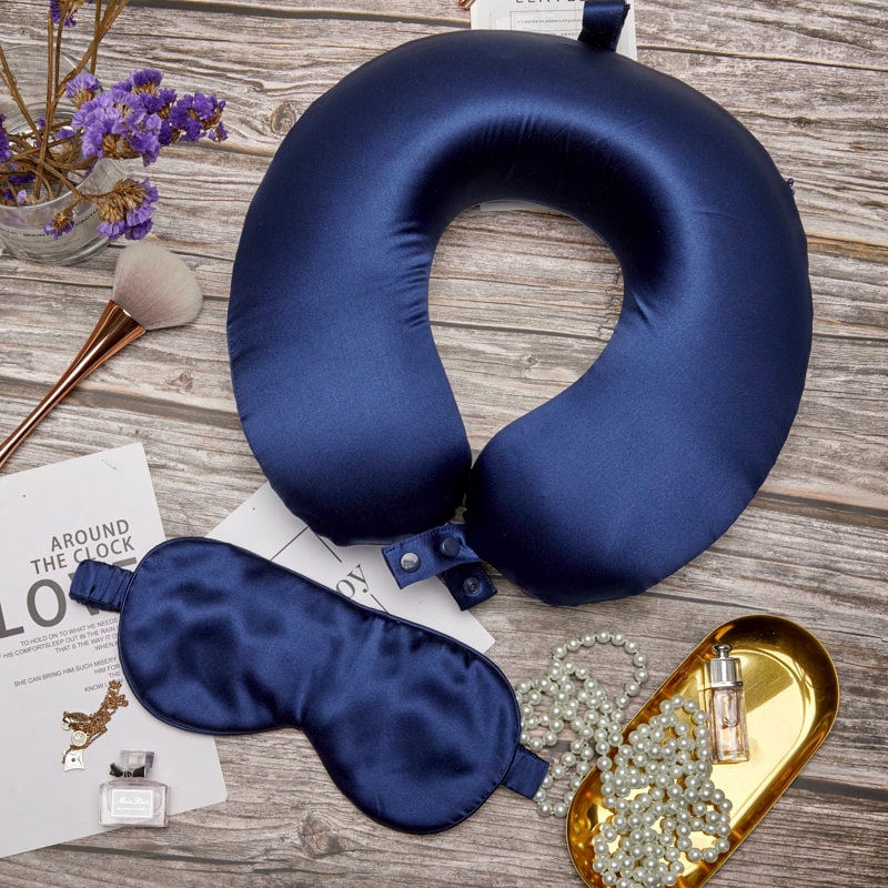 U-Shape Mulberry Silk Travel Neck Pillow /Eye Mask