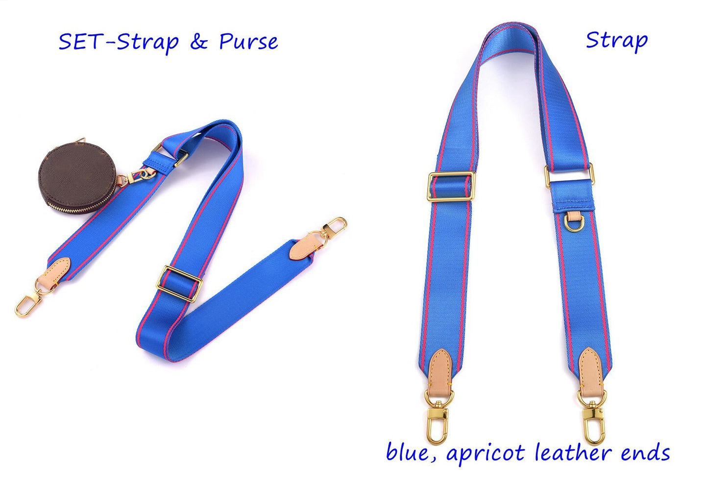 Adjustable 3.8cm/1.5" bag strap with purse buckle