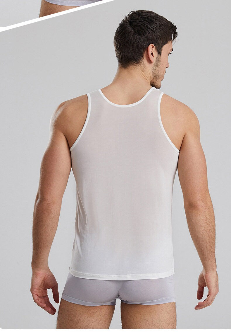 Men Mulberry Silk Tank Top, 100% silk - Awulook