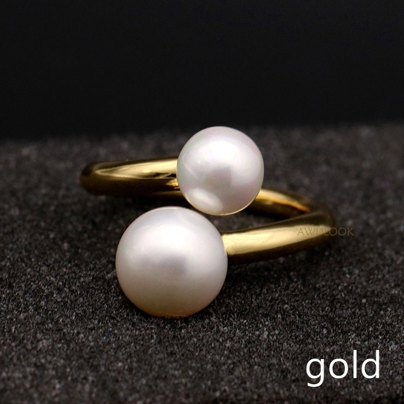 Gold Plated Pearl Scarf Rings - Awulook