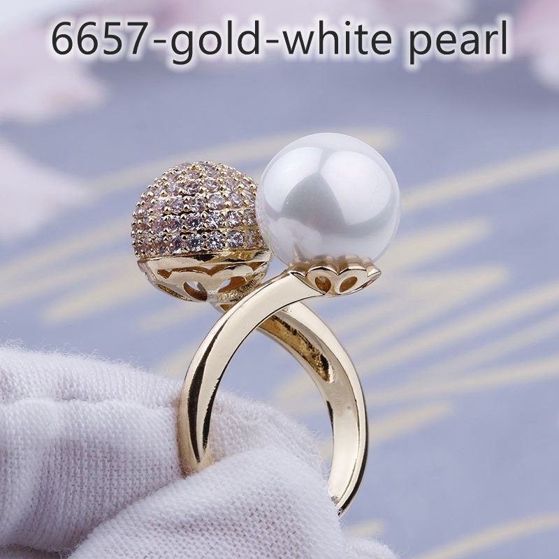 Gold Plated Pearl Scarf Rings - Awulook