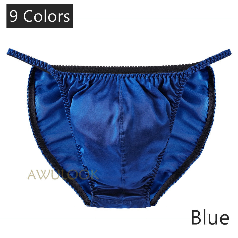 Men's Silk Brief, 3D crotch pouch, Bikini Underwear, 9 Colors, 100% Mulberry silk