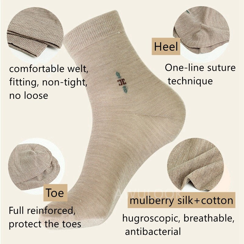 Men's Silk Socks, 8 Colors, Men Leisure Silk Socks