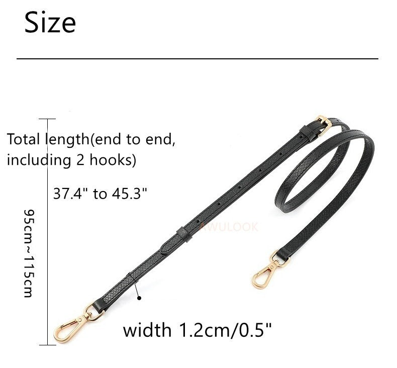 12mm/0.5" Adjustable Leather Bag strap for Le Pliage Pouch/other bags