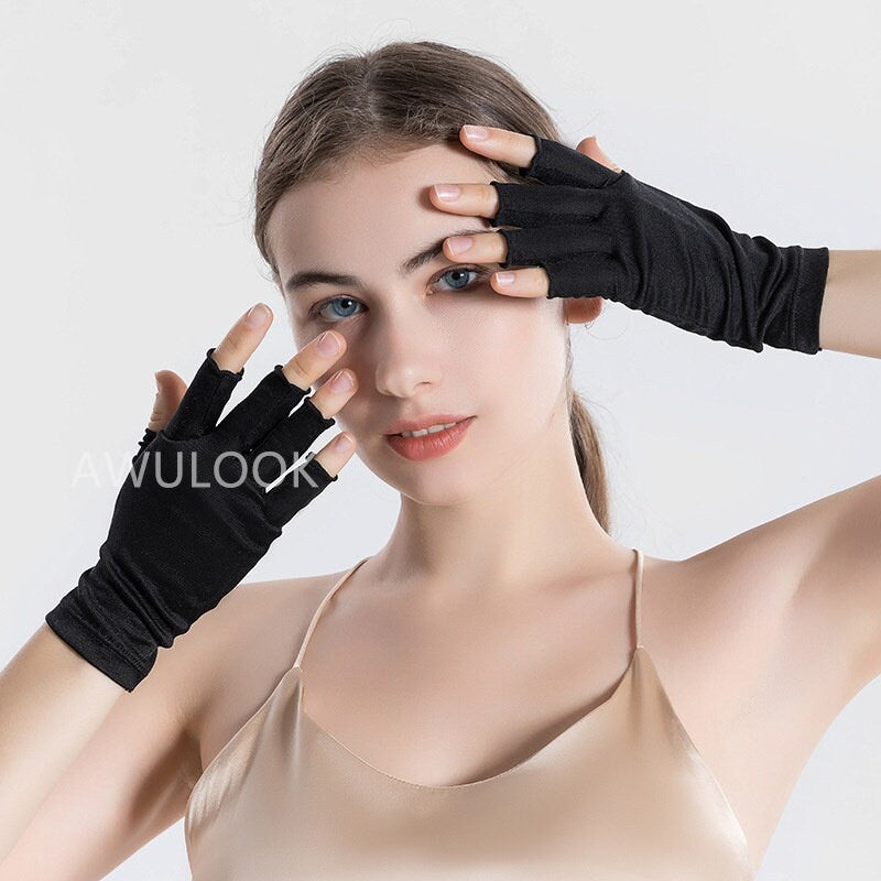 Half-finger Mulberry Silk gloves - Awulook