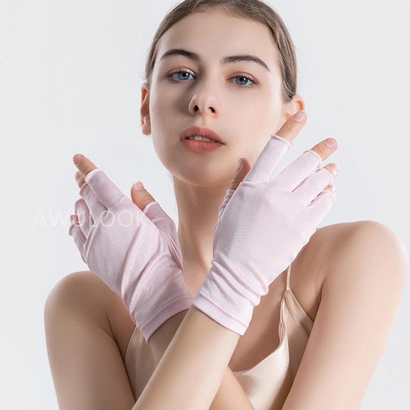 Half-finger Mulberry Silk gloves - Awulook