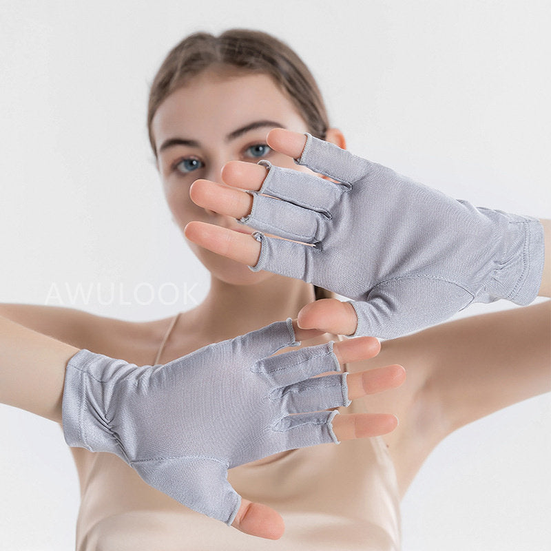 Half-finger Mulberry Silk gloves - Awulook