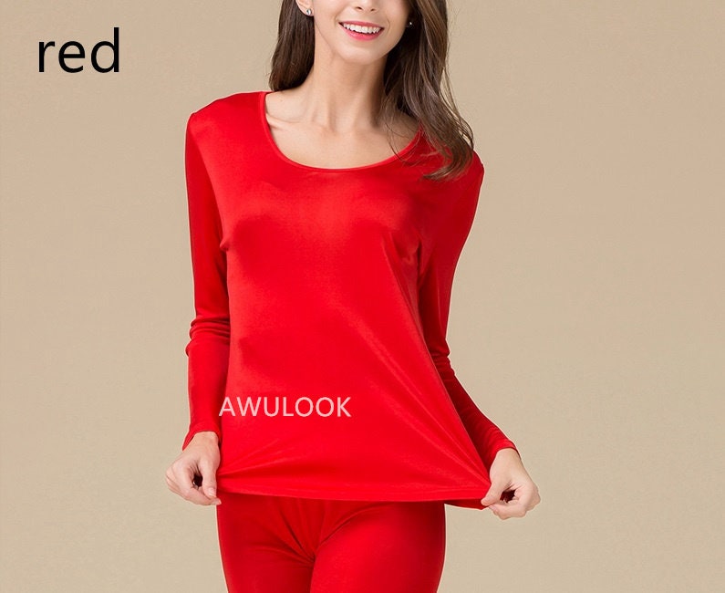 Women Mulberry Silk Thermal Set/Leggings/Long Sleeve Shirts, 9 colors